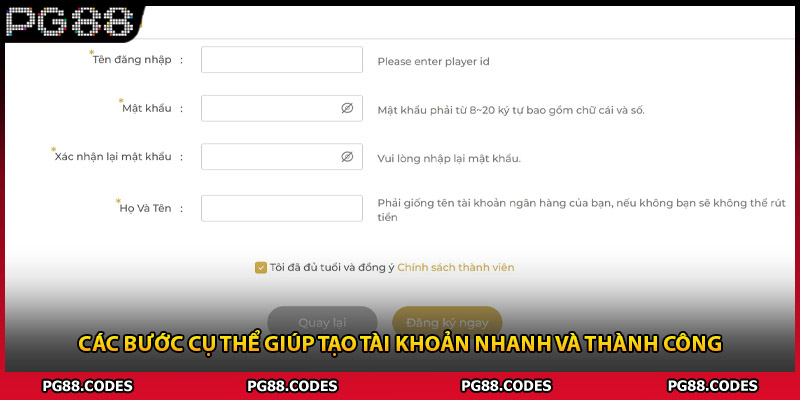 Các bước cụ thể giúp tạo tài khoản nhanh và thành công